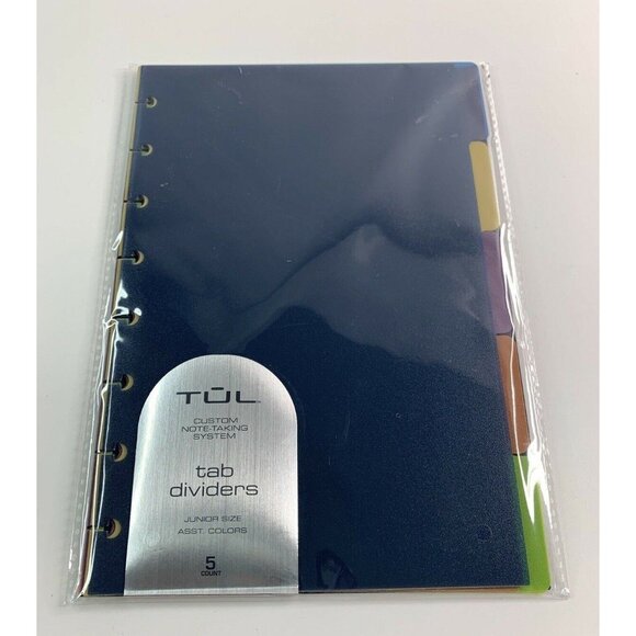 TUL Junior 5 Pack Navy Blue Custom Note-Taking System Discbound Tab Dividers - Picture 1 of 4